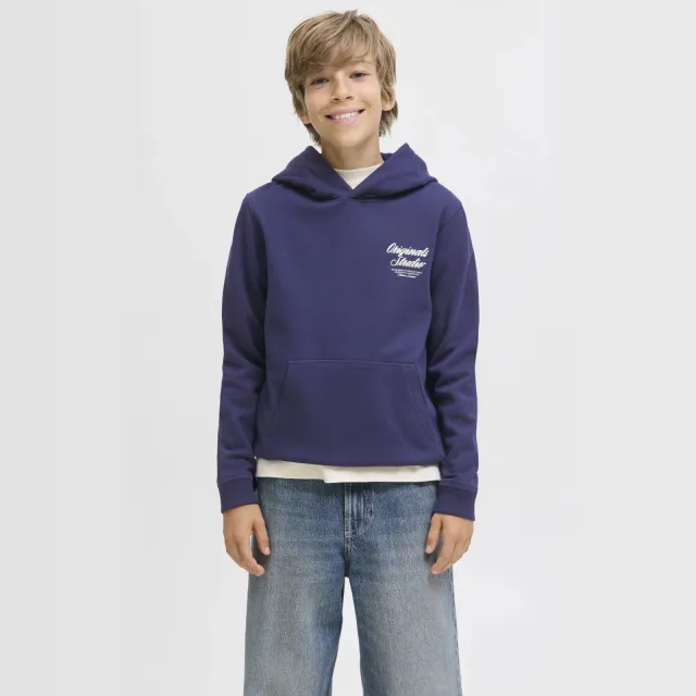 Jack & Jones JUNIOR hoodie met backprint donkerblauw