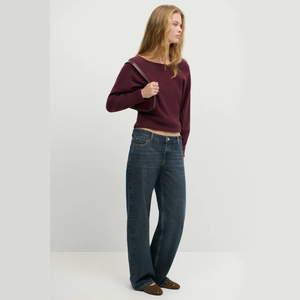 Mango TEEN gebreide trui met wol - donkerrood