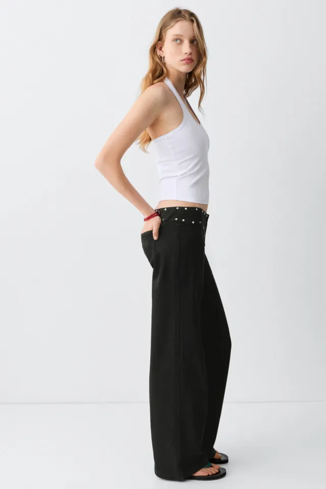 Mango TEEN wide leg jeans - zwart Black denim