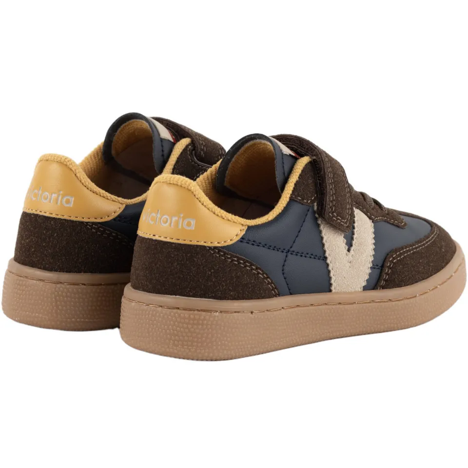 Victoria sneaker donkerblauw bruin geel, foto 2