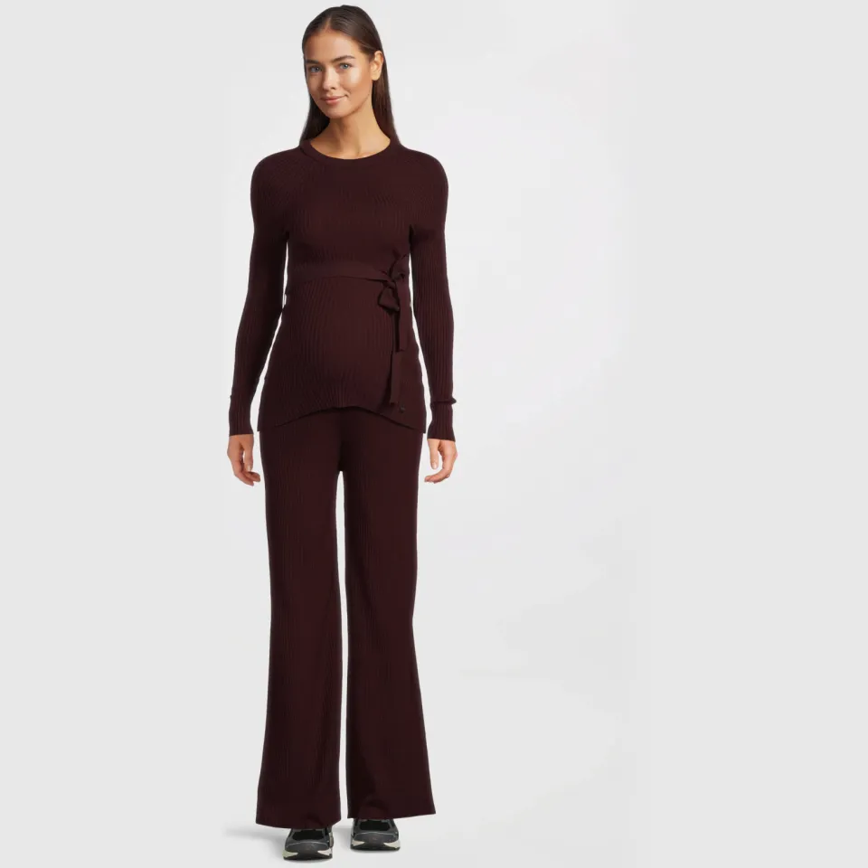 LOVE2WAIT straight high waist zwangerschapsbroek donkerrood