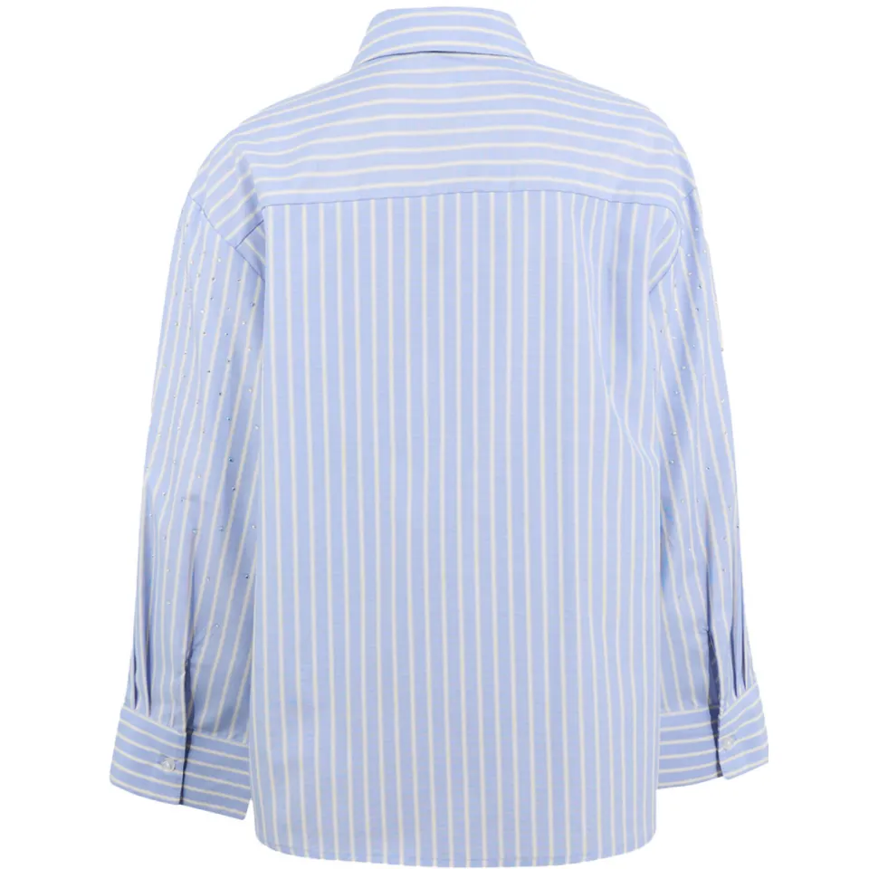 Shoeby gestreepte blouse lichtblauw, foto 4