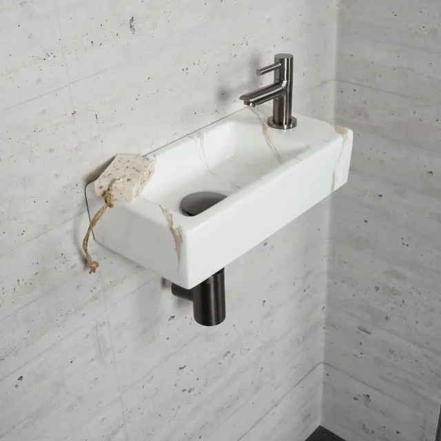Wiesbaden Fonteinset Carrara Marmerlook Wiesbaden Color Gun Metal (kraangat rechts) Gunmetal