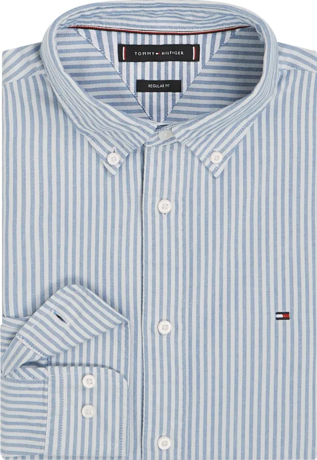 Tommy Hilfiger gestreepte regular oxford overhemd blauw, foto 2
