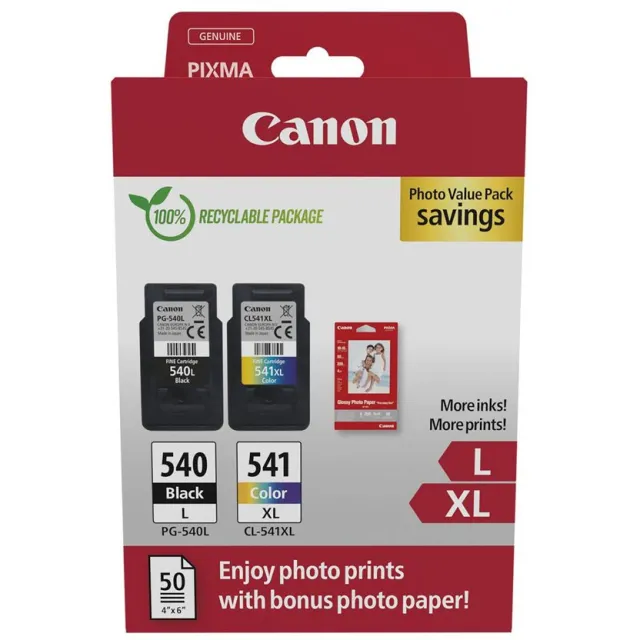 Canon PG-540L/CL-541XL Photo Value Pack zwart en kleur (Origineel Hoge Capaciteit)