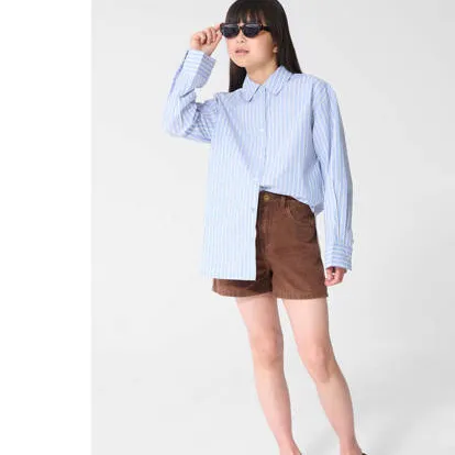 Shoeby gestreepte blouse lichtblauw, foto 3