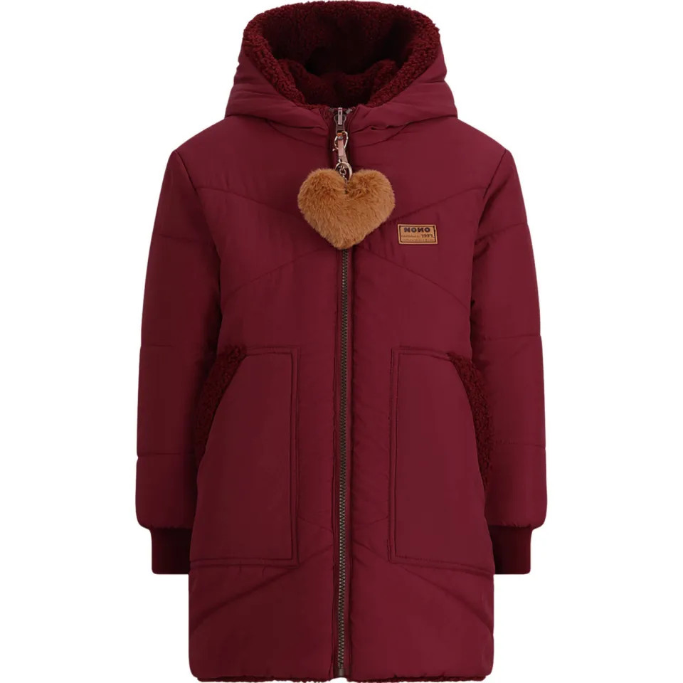Nono reversible teddy winterjas donkerrood, foto 2