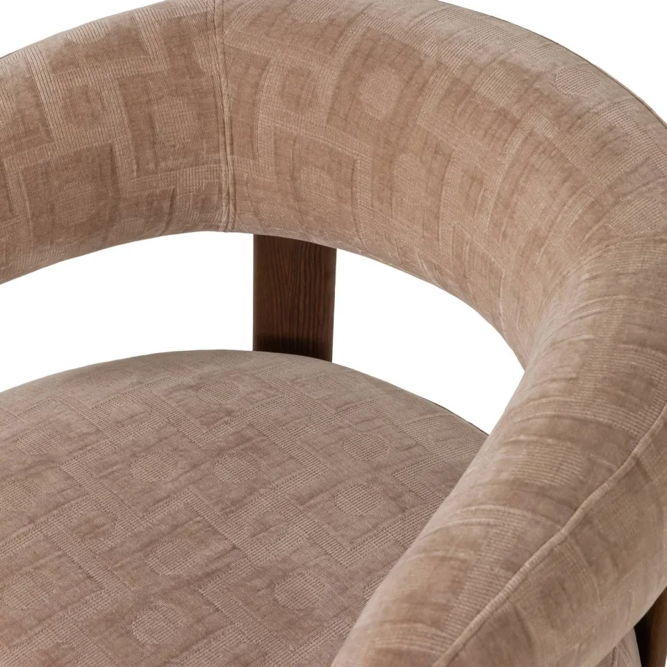 WOOOD Foon Fauteuil - Structuurstof - Bruin - 78x82x73, foto 5