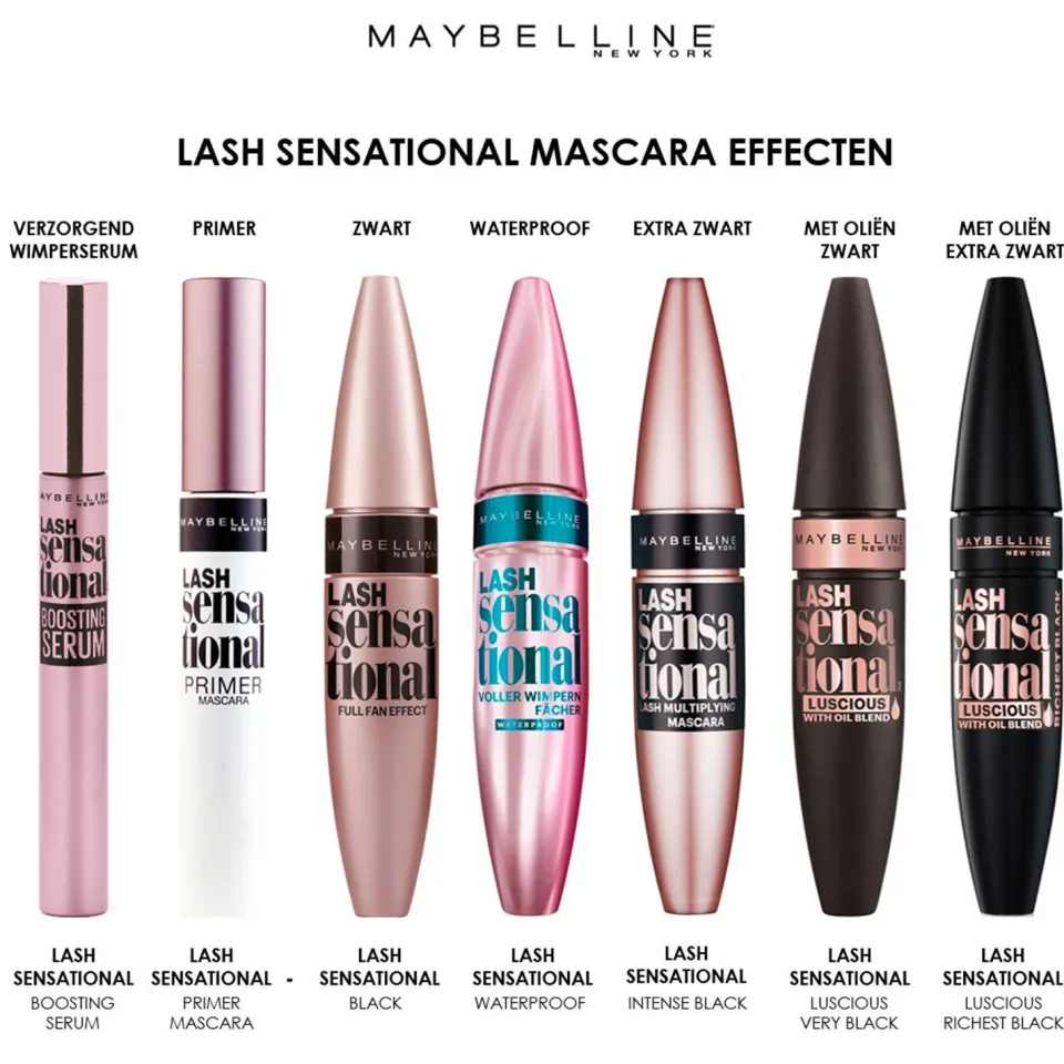 Maybelline New York Lash Sensational waterproof mascara zwart, foto 3
