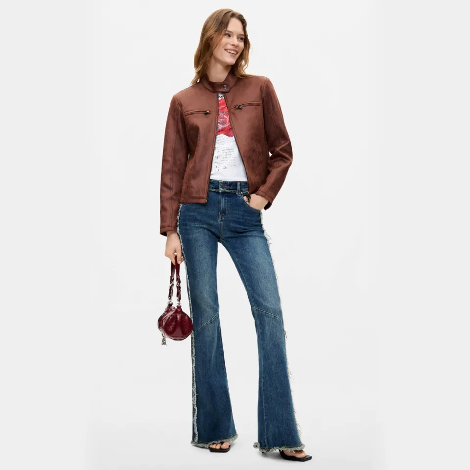 Desigual imitatieleren jas - bruin, foto 3