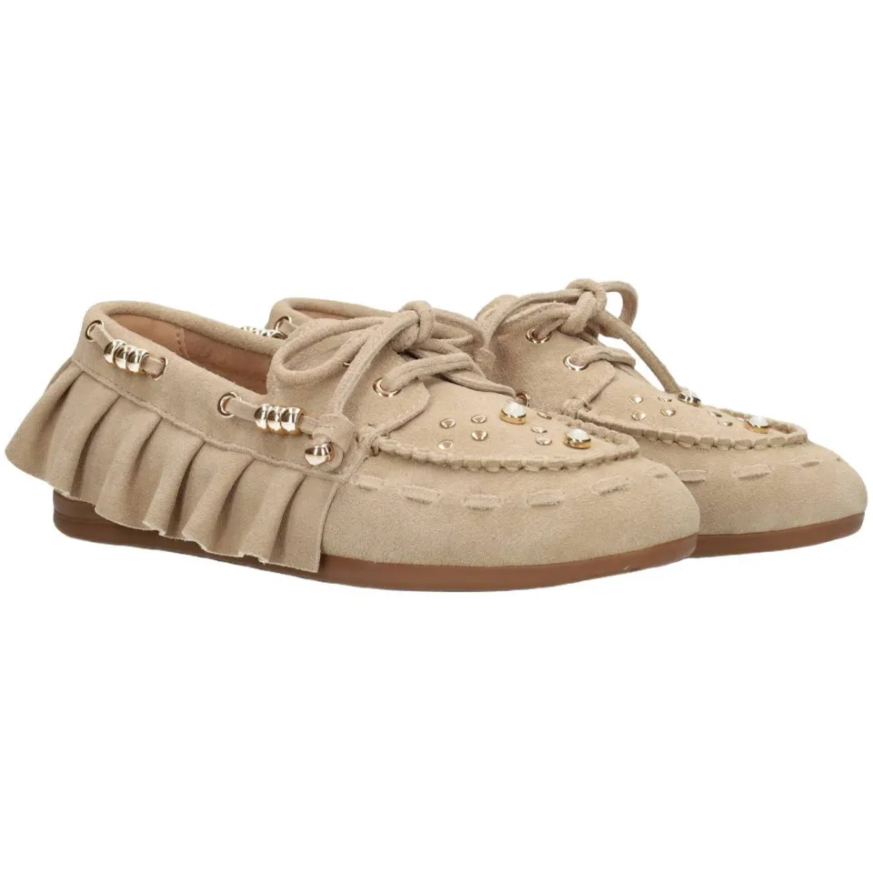 Poelman suède mocassins met kraaltjes en studs - zand, foto 6