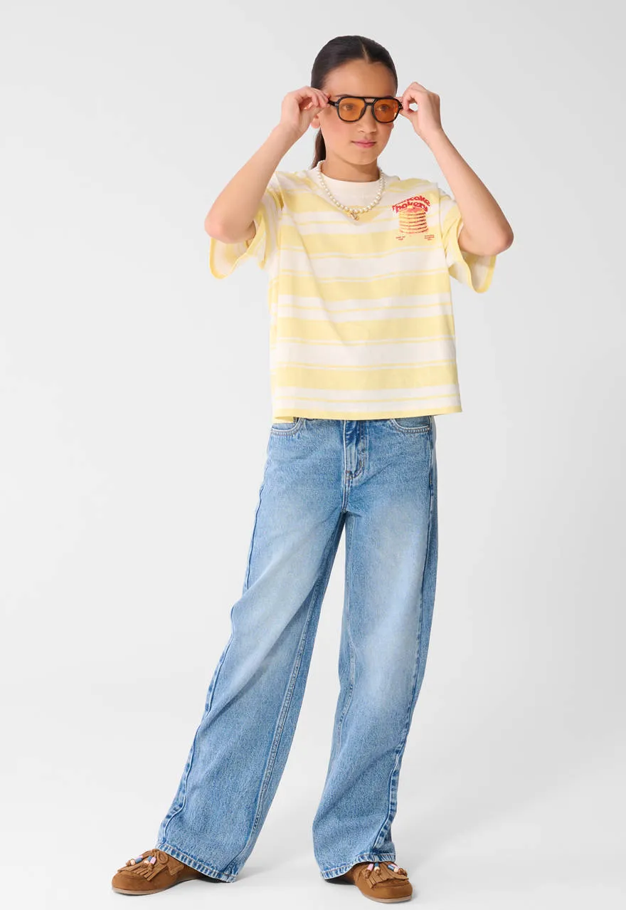 Shoeby gestreept t-shirt lichtgeel, foto 6