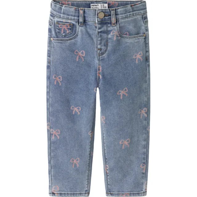NAME IT MINI mom jeans NMFBELLA met strikjes medium blue denim Medium blue denim.