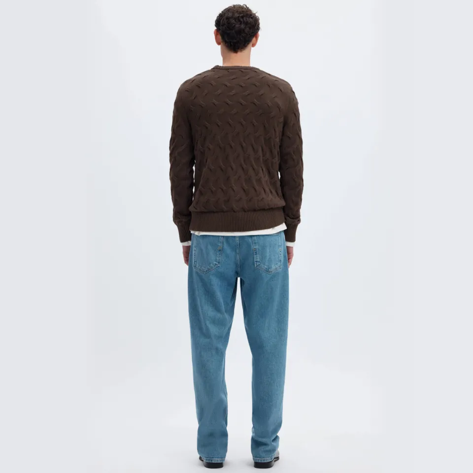 Selected katoenen regular fit gebreide trui - donkerbruin, foto 6