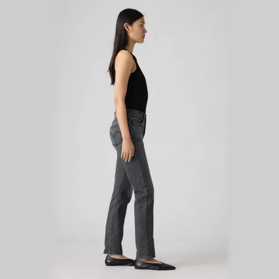 Levi's 501 high waist straight leg jeans black denim, foto 4