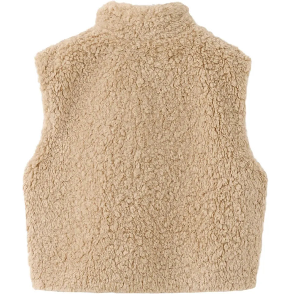 Mango Kids teddy bodywarmer - lichtbruin, foto 3