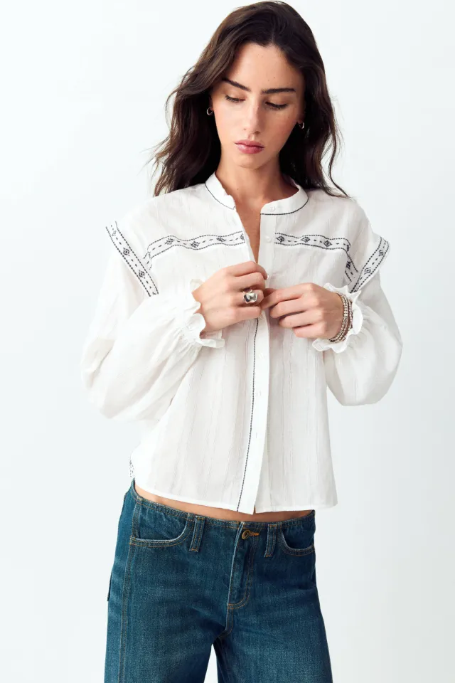 Mango Teen blouse met borduursels wit, foto 3