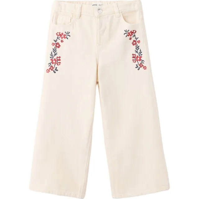 Mango Kids gebloemde wide leg jeans - beige, foto 2