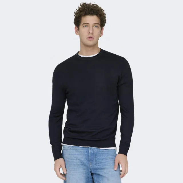 Only & Sons regular fit gebreide trui - donkerblauw Dark Navy