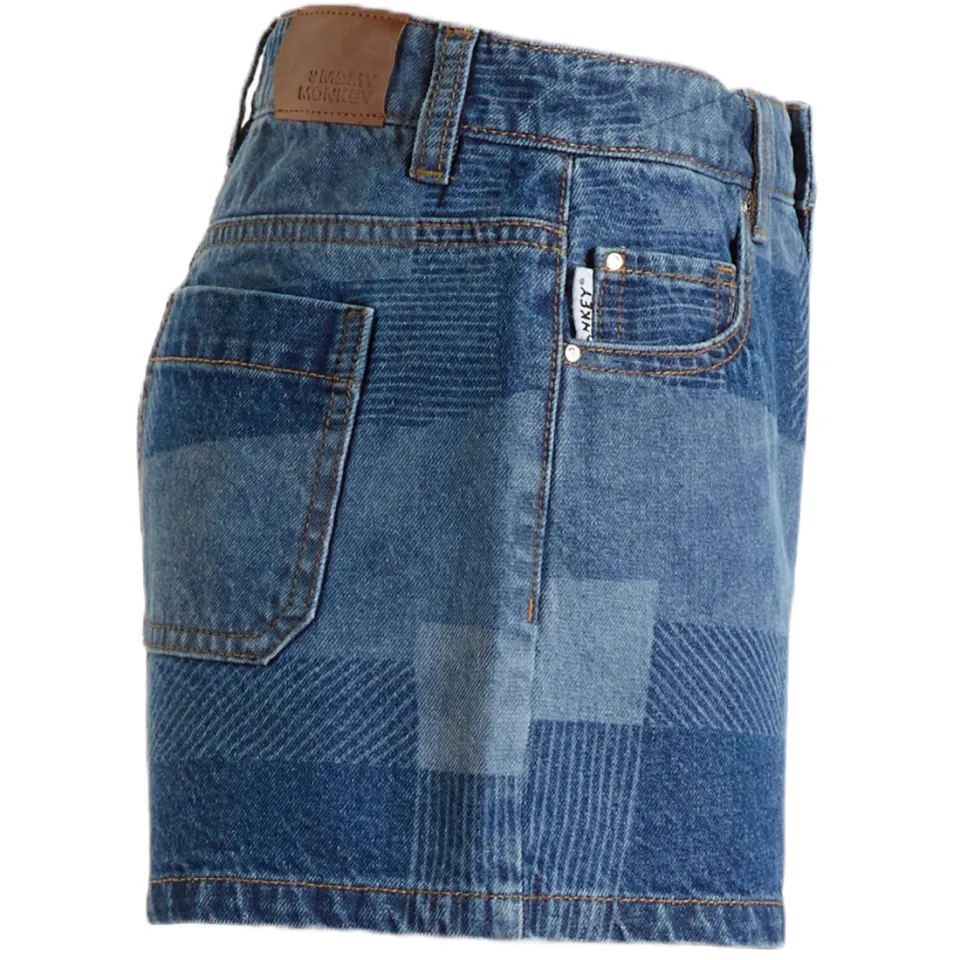 Me & My Monkey denim patchwork short Jill blauw, foto 3