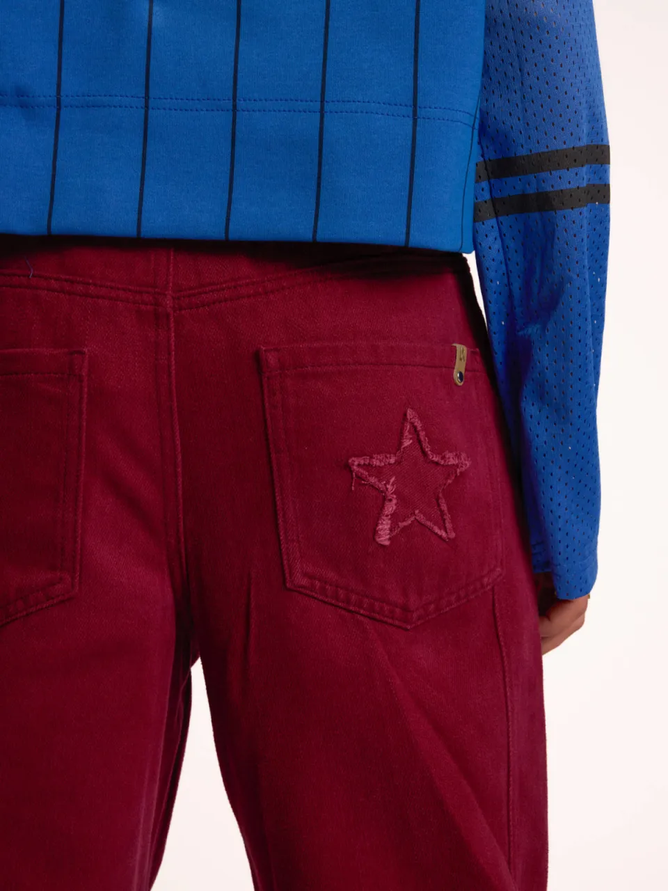 LOOXS 10sixteen 10sixteen colour barrel jeans met borduursels - donkerrood, foto 4