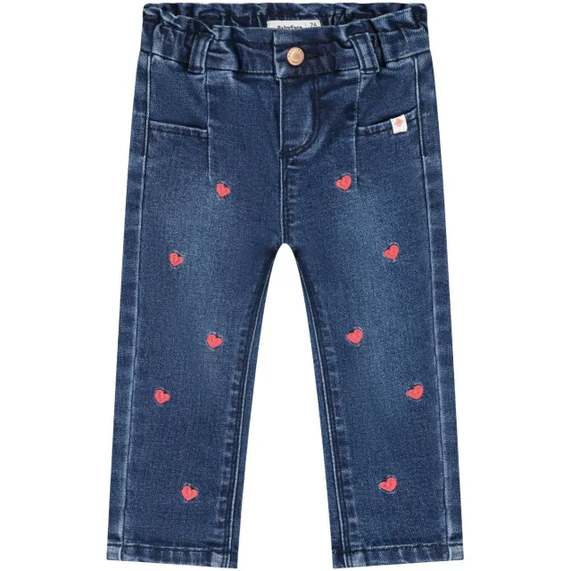 Babyface tapered jeans met borduursels en hartjes - donkerblauw, foto 2