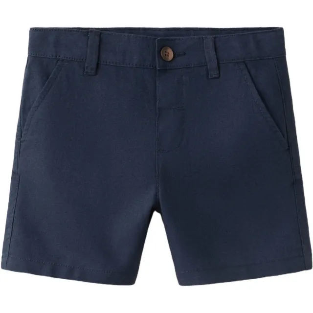 Mango Kids linnen chinoshort donkerblauw