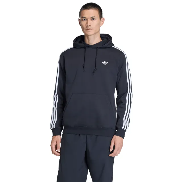 Adidas 3-stripes Hoodie Hoodies Heren - Zwart - Katoen Jersey Black