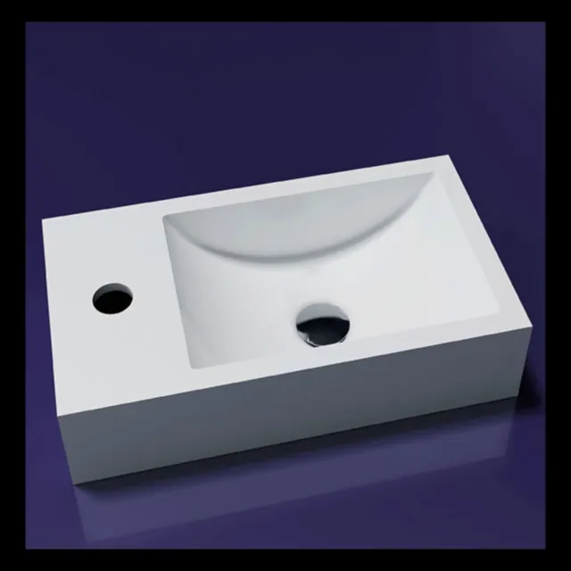 Sanilux Fontein Sanilux Recto Solid Surface 40x22x10 cm Mat Wit (kraangat links)