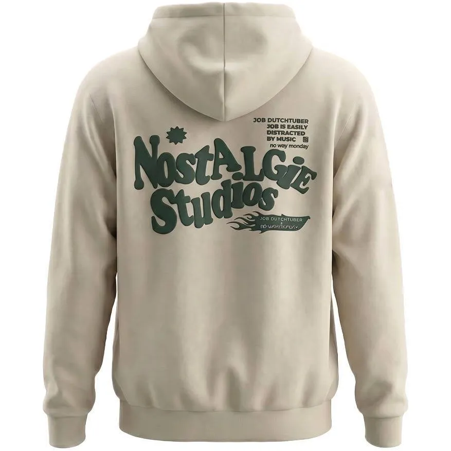 No Way Monday X Job Dutchtuber oversized hoodie met backprint - beige, foto 3