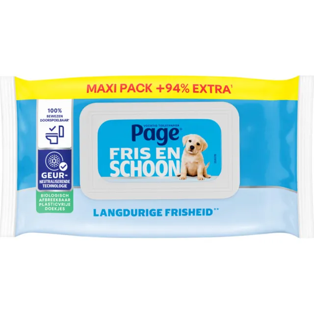 Page Fris en Schoon vochtig toiletpapier maxi 74 stuks