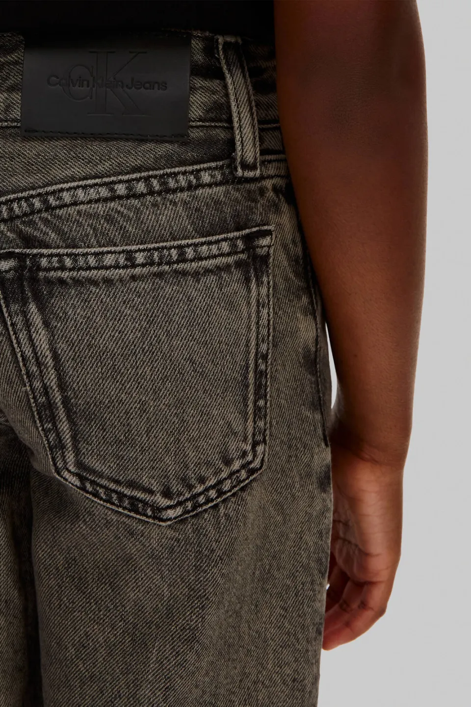 Calvin Klein relaxed wide leg jeans black denim, foto 5
