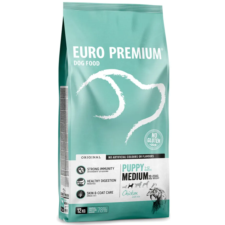 Euro Premium Puppy Medium kip & rijst hondenvoer 12 kg, foto 3