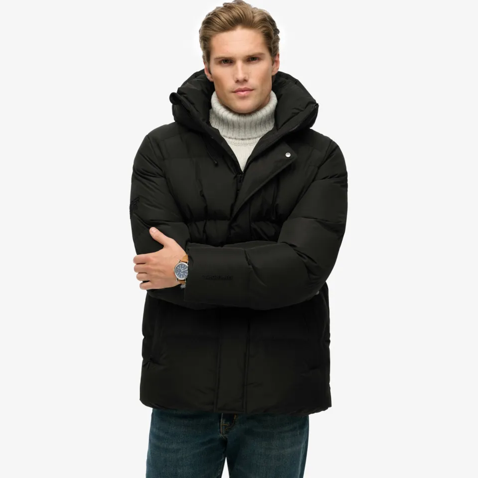Superdry Hooded 5 Baffle Sports winterjas zwart, foto 6