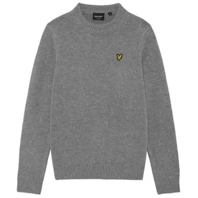 Lyle & Scott gebreide sweater - grijs Jongens Polyester Ronde hals Effen