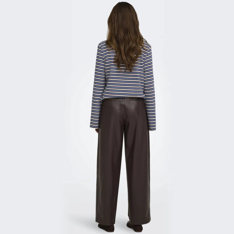 Only Neli wide leg broek donkerbruin