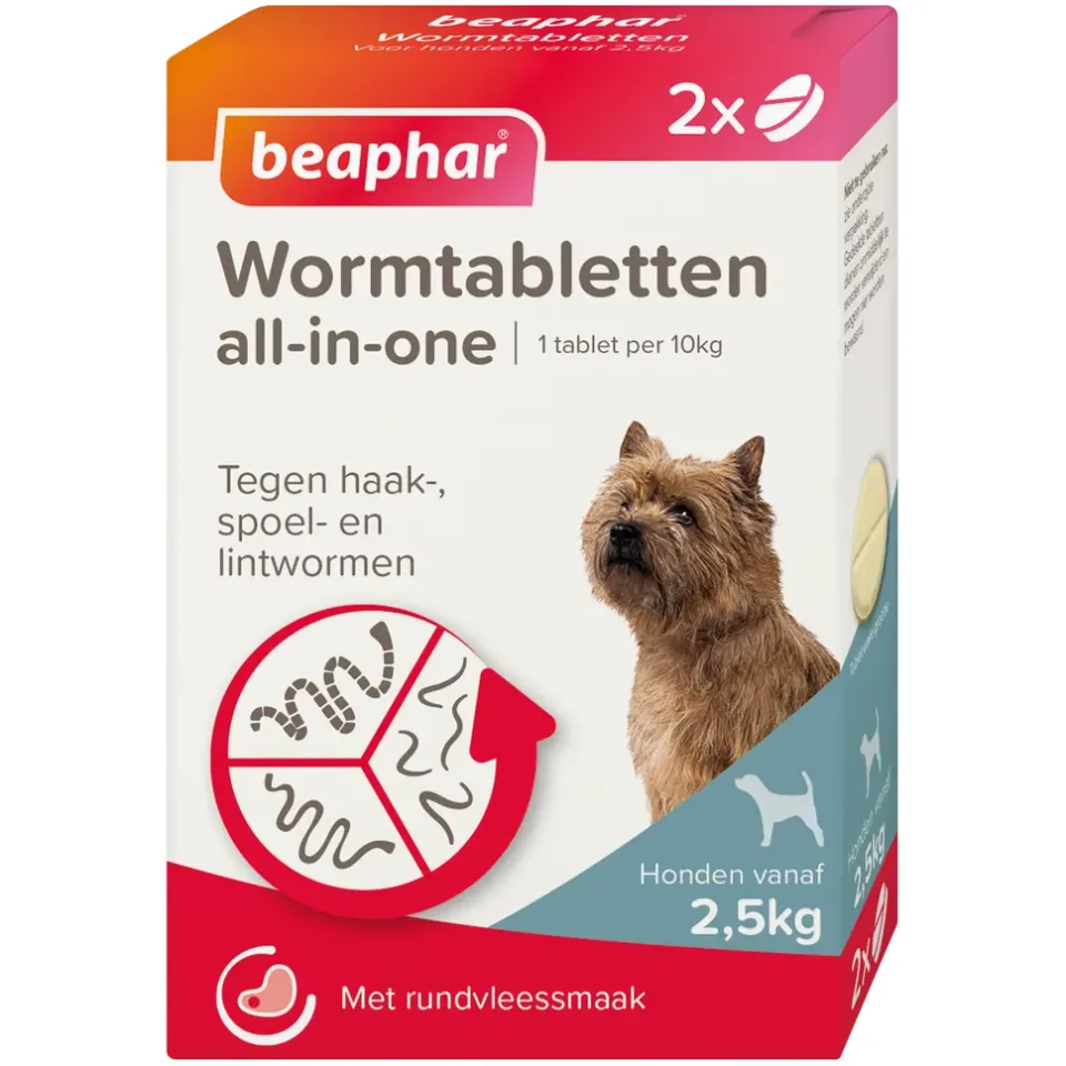 Beaphar Wormmiddel all-in-one (2,5 - 20 kg) hond 2 tabletten