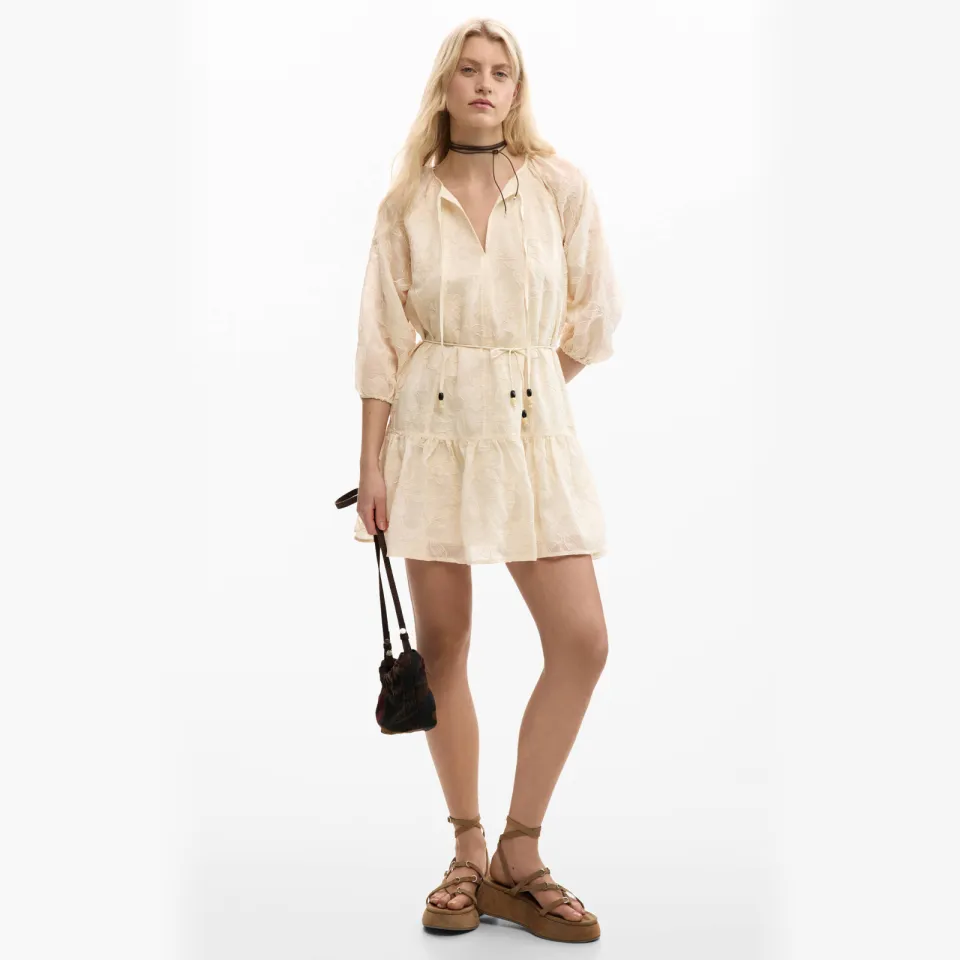 Desigual gebloemde blousejurk beige, foto 3