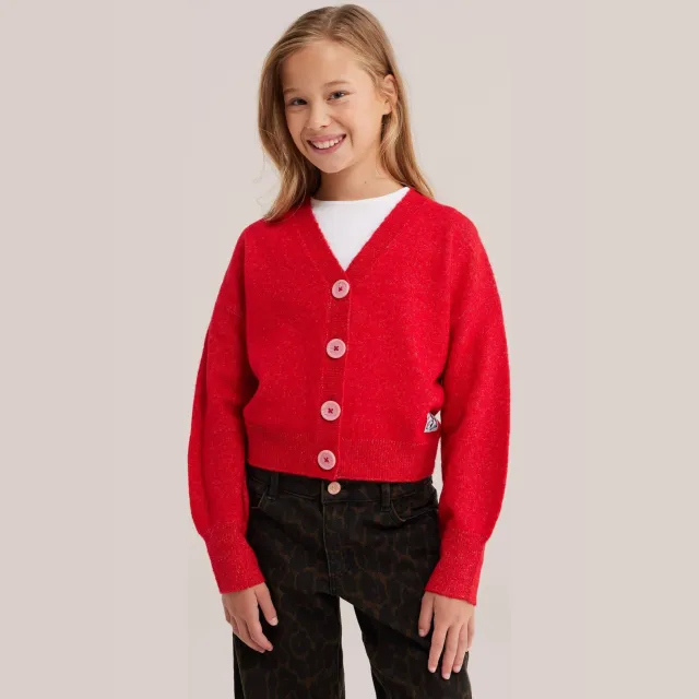 WE Fashion gebreid vest met wol - rood Chilli