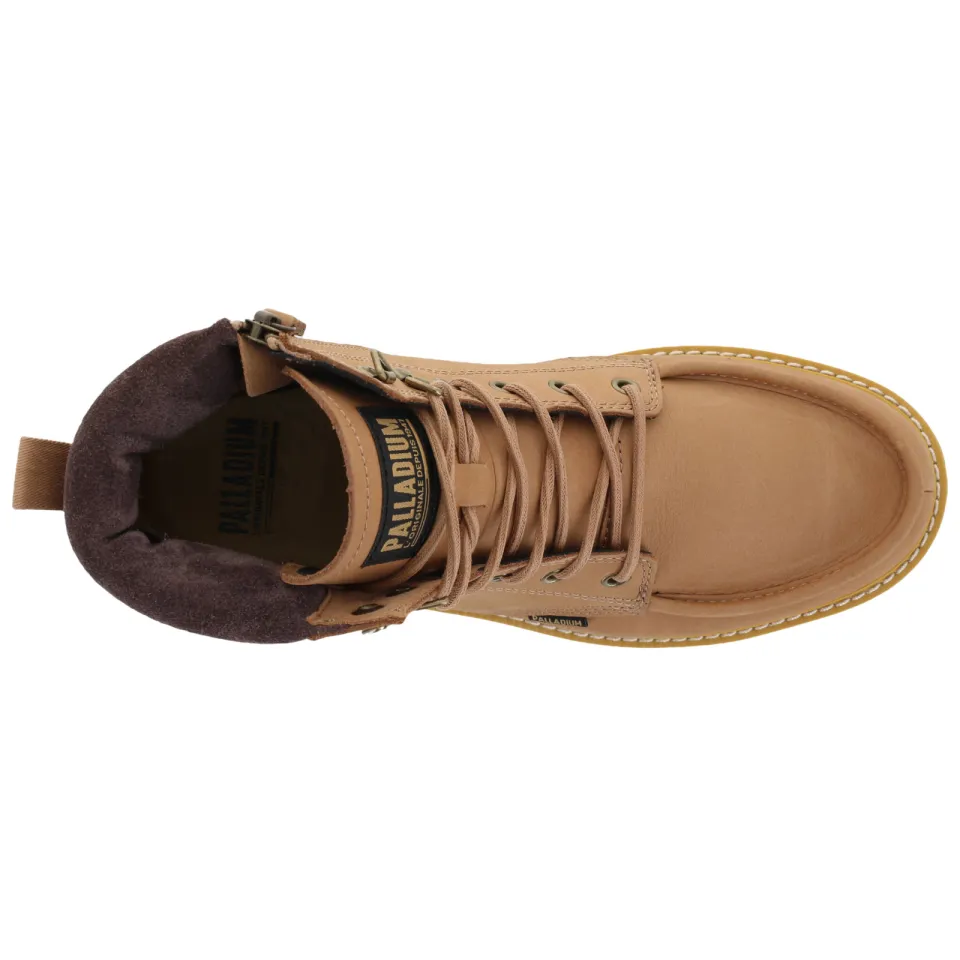 Palladium Trooperlite Grit Zip leren veterboots met profielzool - camel, foto 3