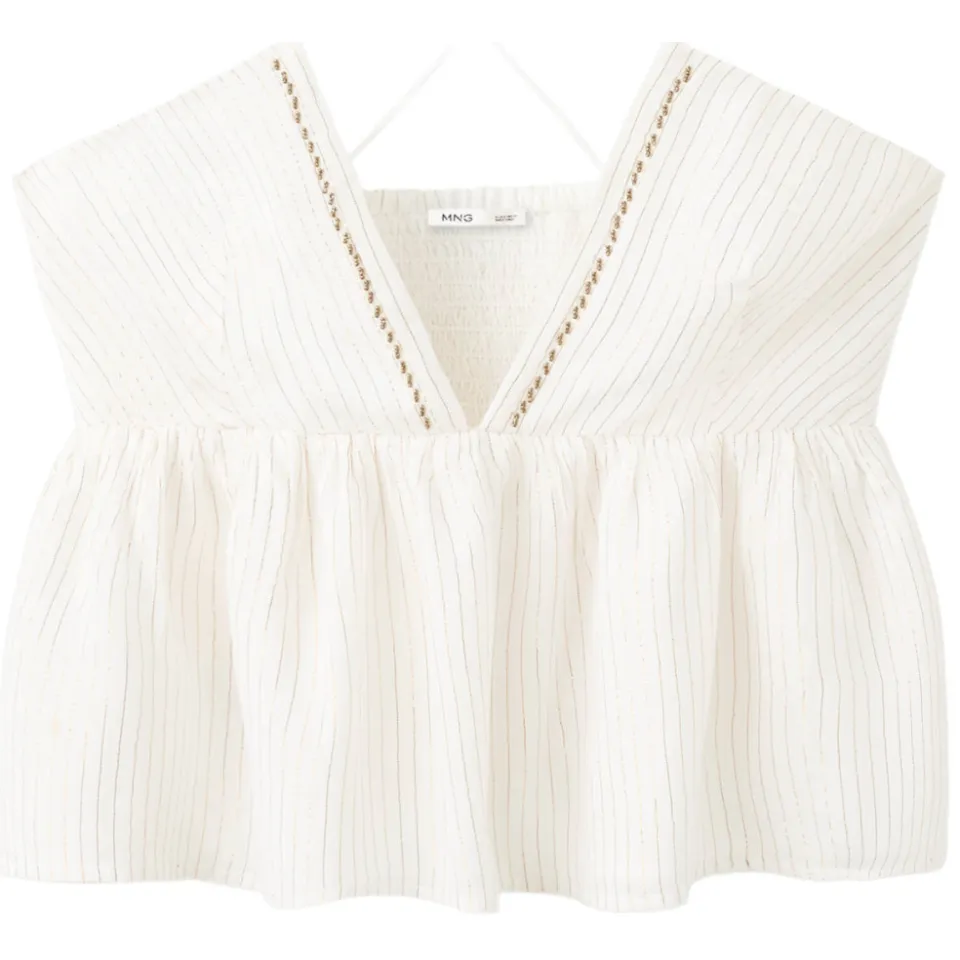 Mango TEEN gestreepte blousetop met strass-steentjes wit, foto 2