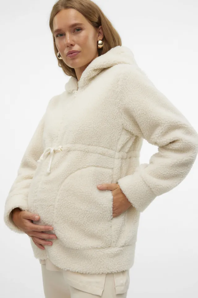 Mamalicious teddy zwangerschapsjas ecru, foto 4