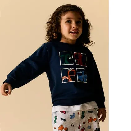 NAME IT MINI rechtvallende sweater met print - donkerblauw, foto 2