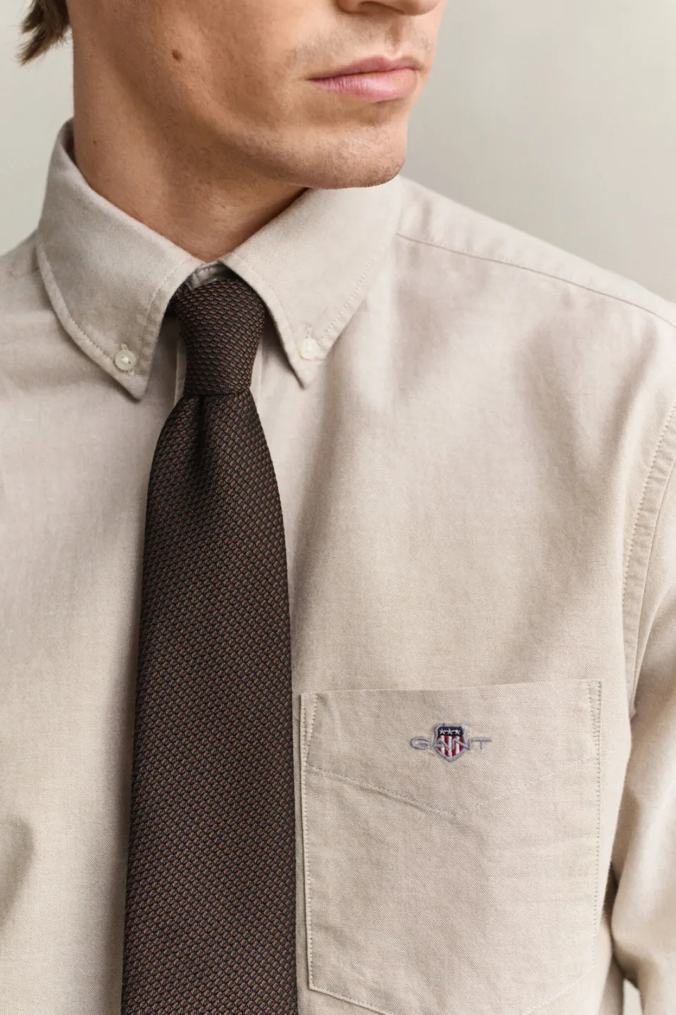 Gant regular fit casual oxford overhemd - licht taupe, foto 5