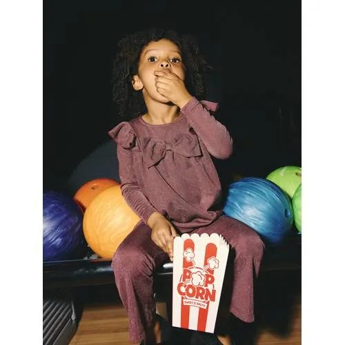 NAME IT MINI glitterjurk met ruches - wijnrood, foto 4
