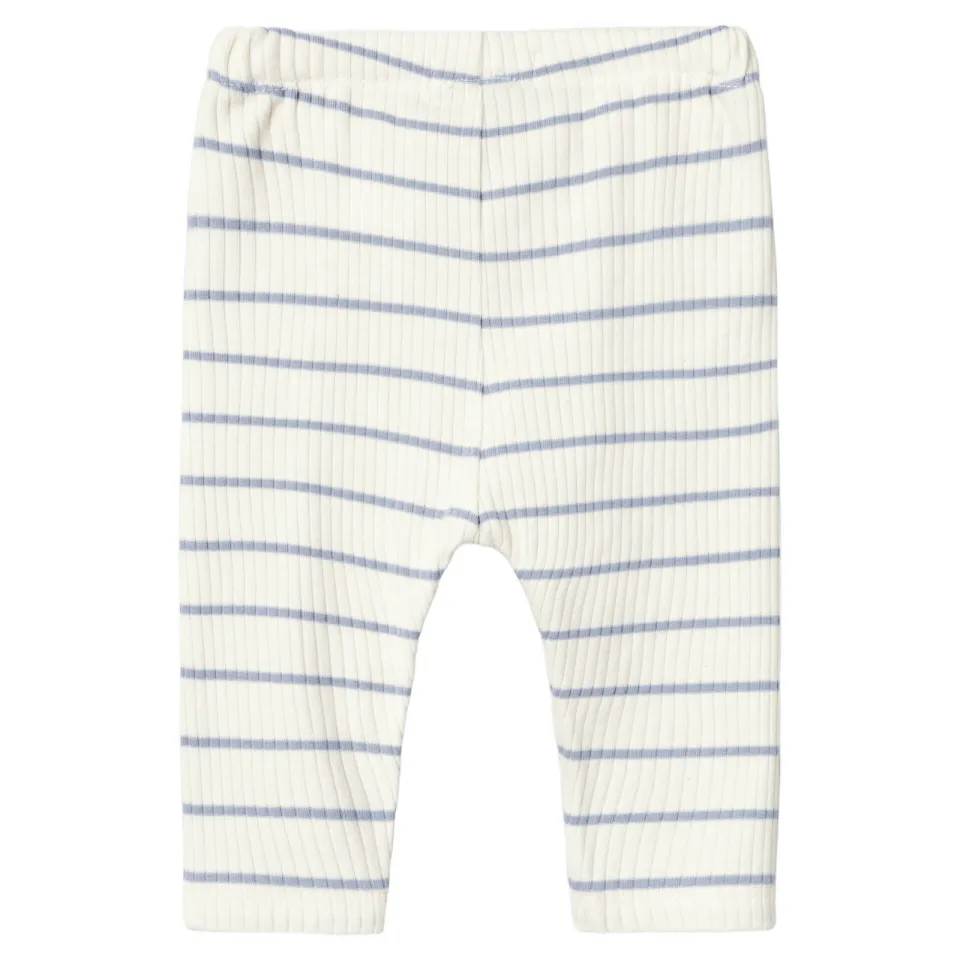Lil' Atelier Baby regular babybroek ecru gestreept Ecru/blauw