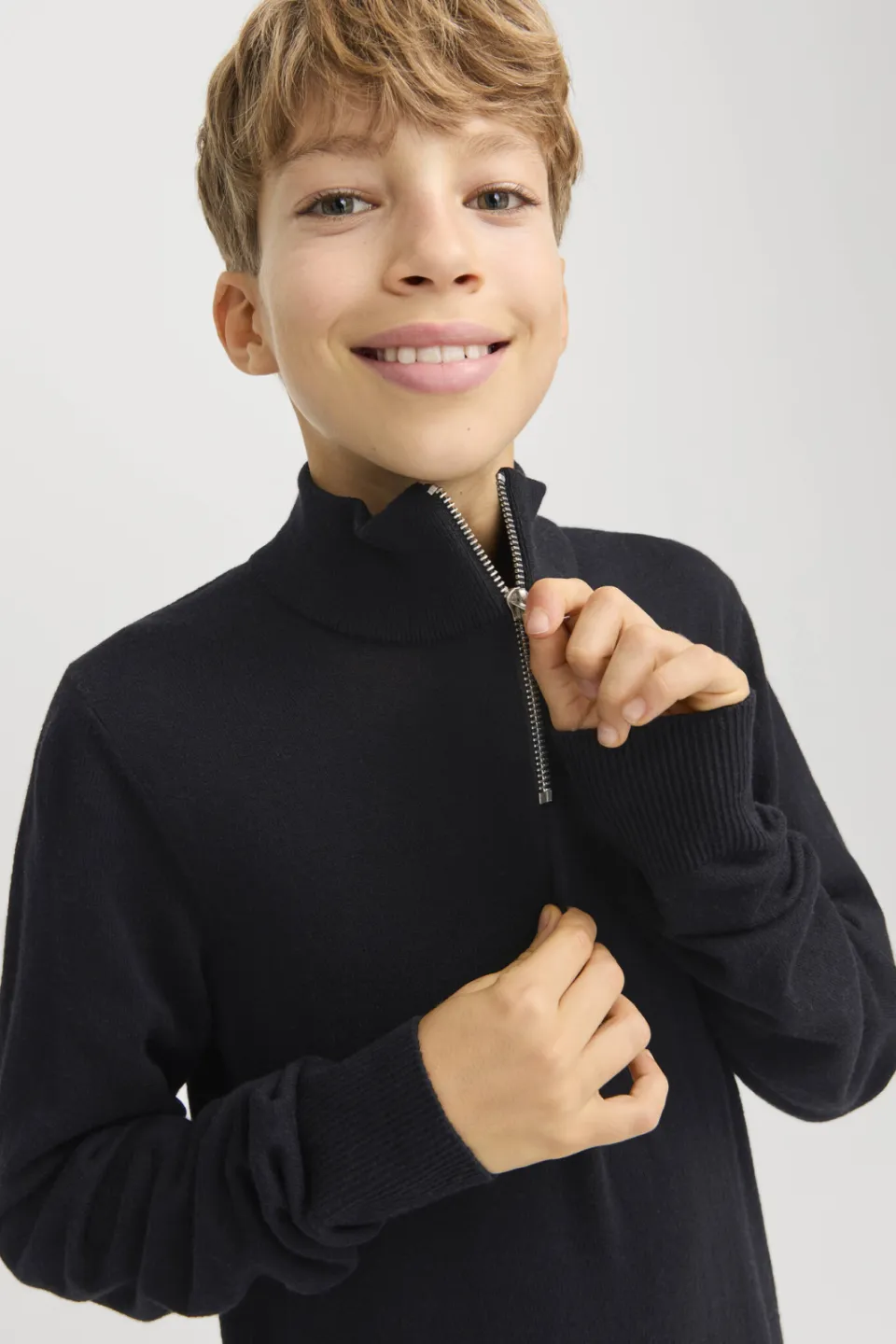 Jack & Jones JUNIOR trui zwart fijn gebreid, foto 4