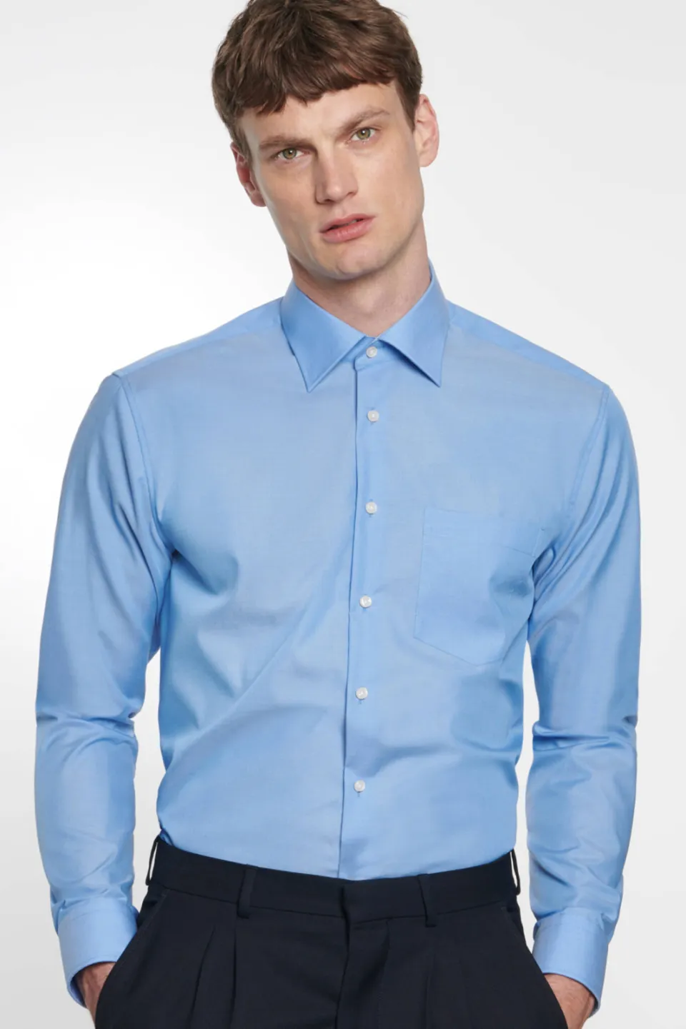 Seidensticker regular fit overhemd blauw middelmatig blauw