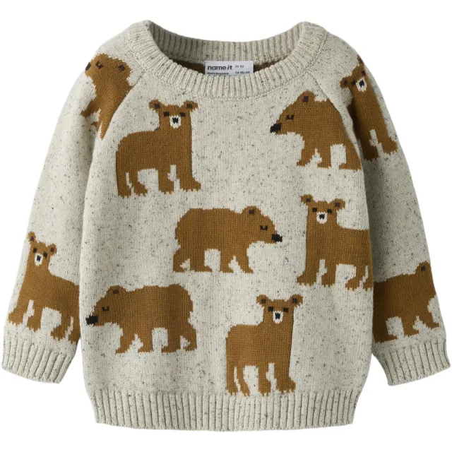 NAME IT MINI gebreide trui met print - ecru Ecru melange