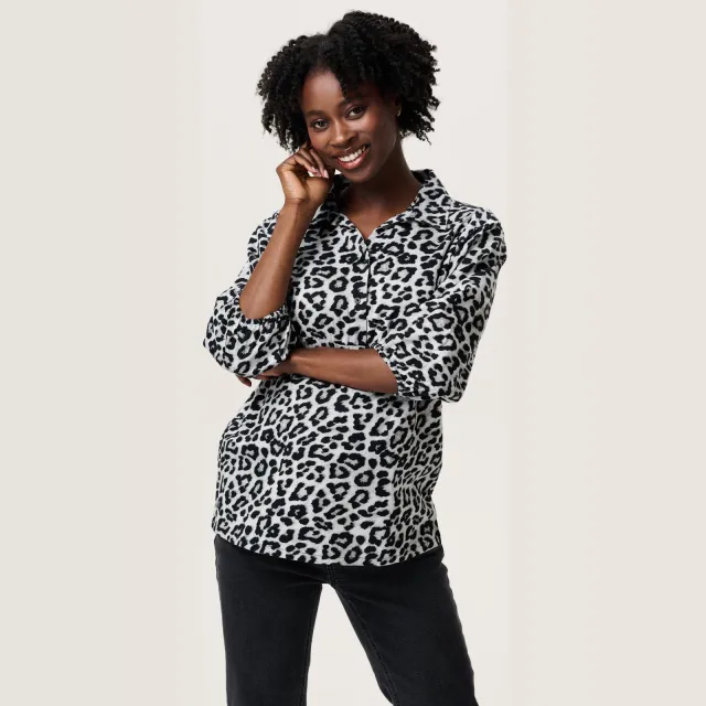 Noppies maternity blousetop panterprint grijs Grijs/beige/zwart